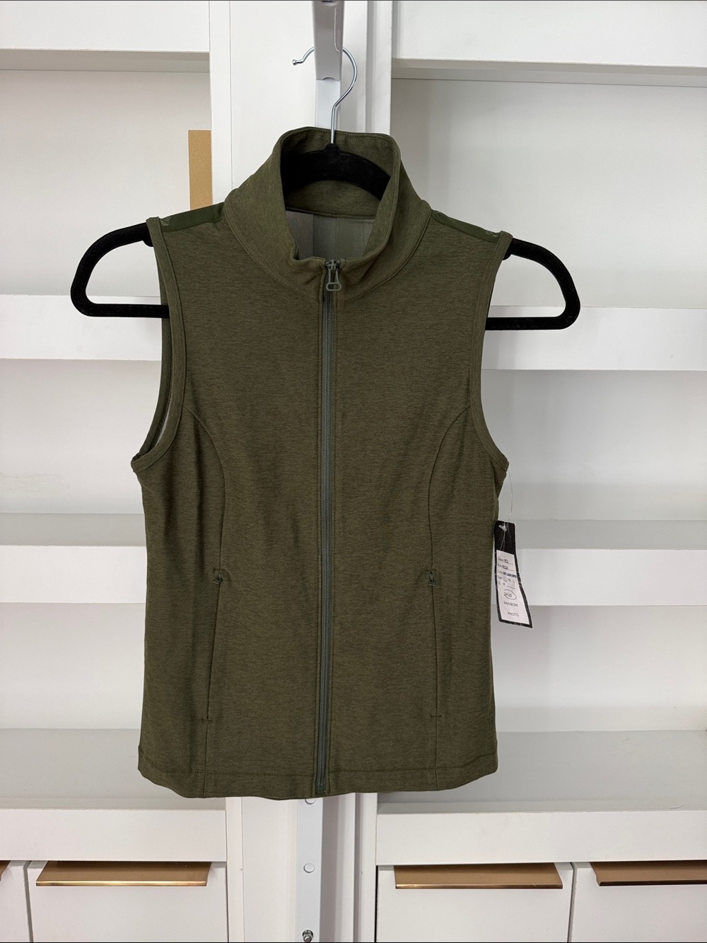 NWT Beyond Yoga Venice Full Zip Front Vest Sz Small Army Green Heather Spacedye